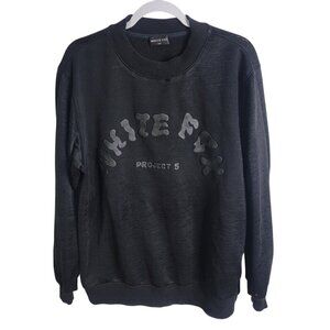 White Fox Project 5 Black Crewneck Oversized Sweatshirt Small Medium